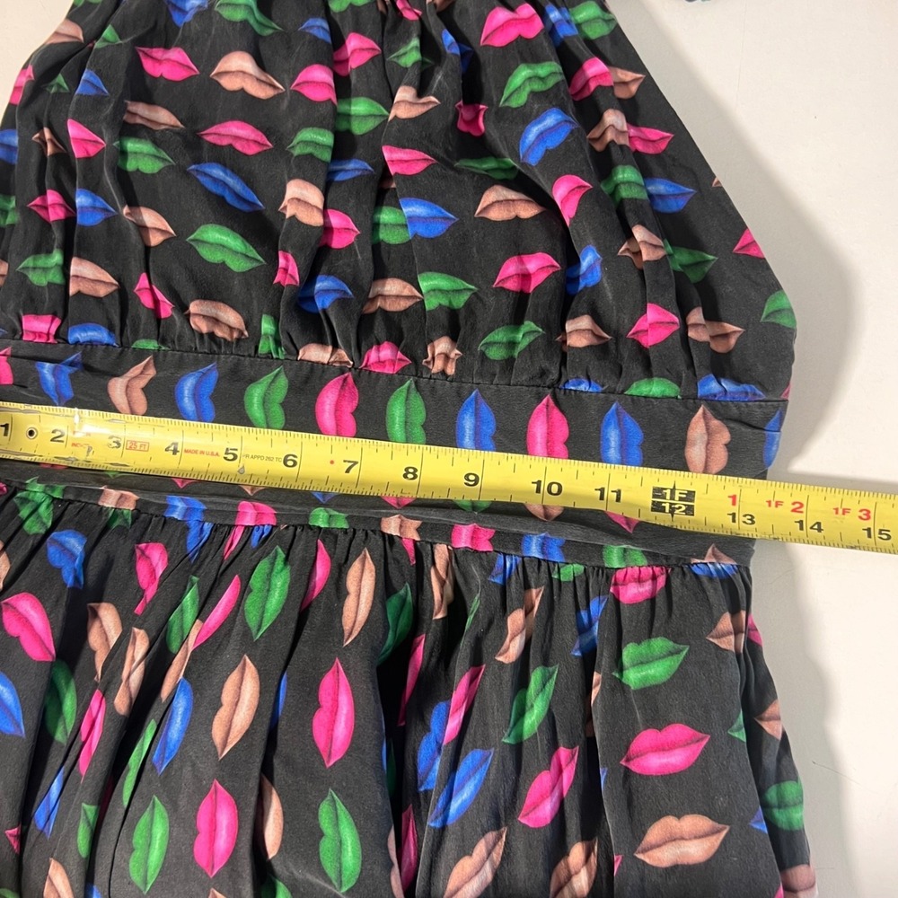Milly Halter Midi Dress Size 6 Lip Print 100% Silk Pin Up Rockabilly Elegant - Picture 6 of 8